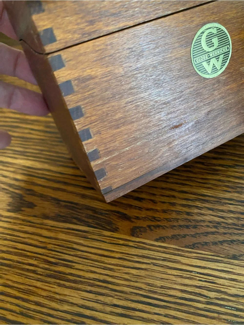 Vintage Globe Wernicke Wood Recipe Box, File Box, Card Box - Farmhouse Kitchen